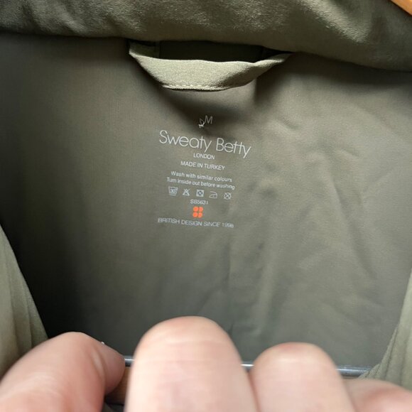 Sweaty Betty Fast Lane Running Olive Green Lightweight Hooded Jacket Size M - Picture 2 of 5